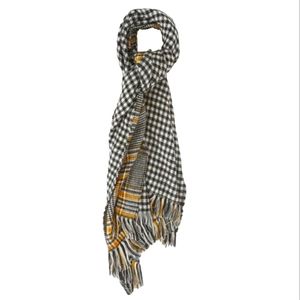 Echo check fringe scarf shawl